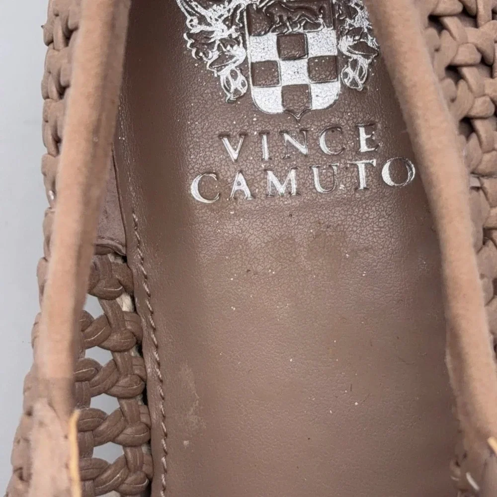Vince Camuto Platform Sneakers Womens 7.5 Tan Woven Suede Espadrille Casual Boho